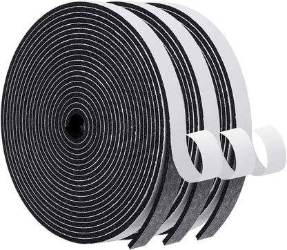 MAGZO_Weather_Stripping_Door_Seal,_1/2_Inch_Wide_X_1/8_Inch_Thick_Adhesive_Foam_Tape_Soundproof_Weatherstripping_for_Windows,_3_Rolls_Total_50FT_Black