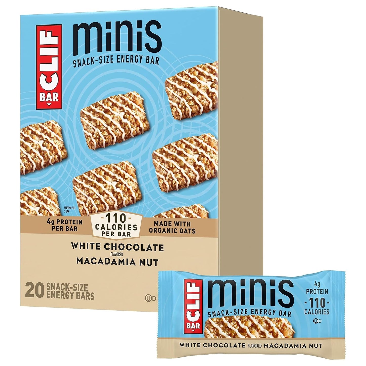 CLIF_BAR_Minis_-_White_Chocolate_Macadamia_Nut_Flavor_-_Made_with_Organic_Oats_-_4g_Protein_-_Non-GMO_-_Plant_Based_-_Snack-Size_Energy_Bars_-_0.99_oz._(20_Pack)