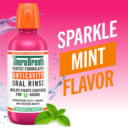 TheraBreath_Anticavity_Fluoride_Oral_Rinse_Mouthwash,_Fights_Cavities,_Strengthens_Enamel_and_Freshens_Breath,_Dentist-Formulated,_Alcohol-Free,_Sparkle_Mint_Flavor,_16_fl_oz,_Pack_of_2