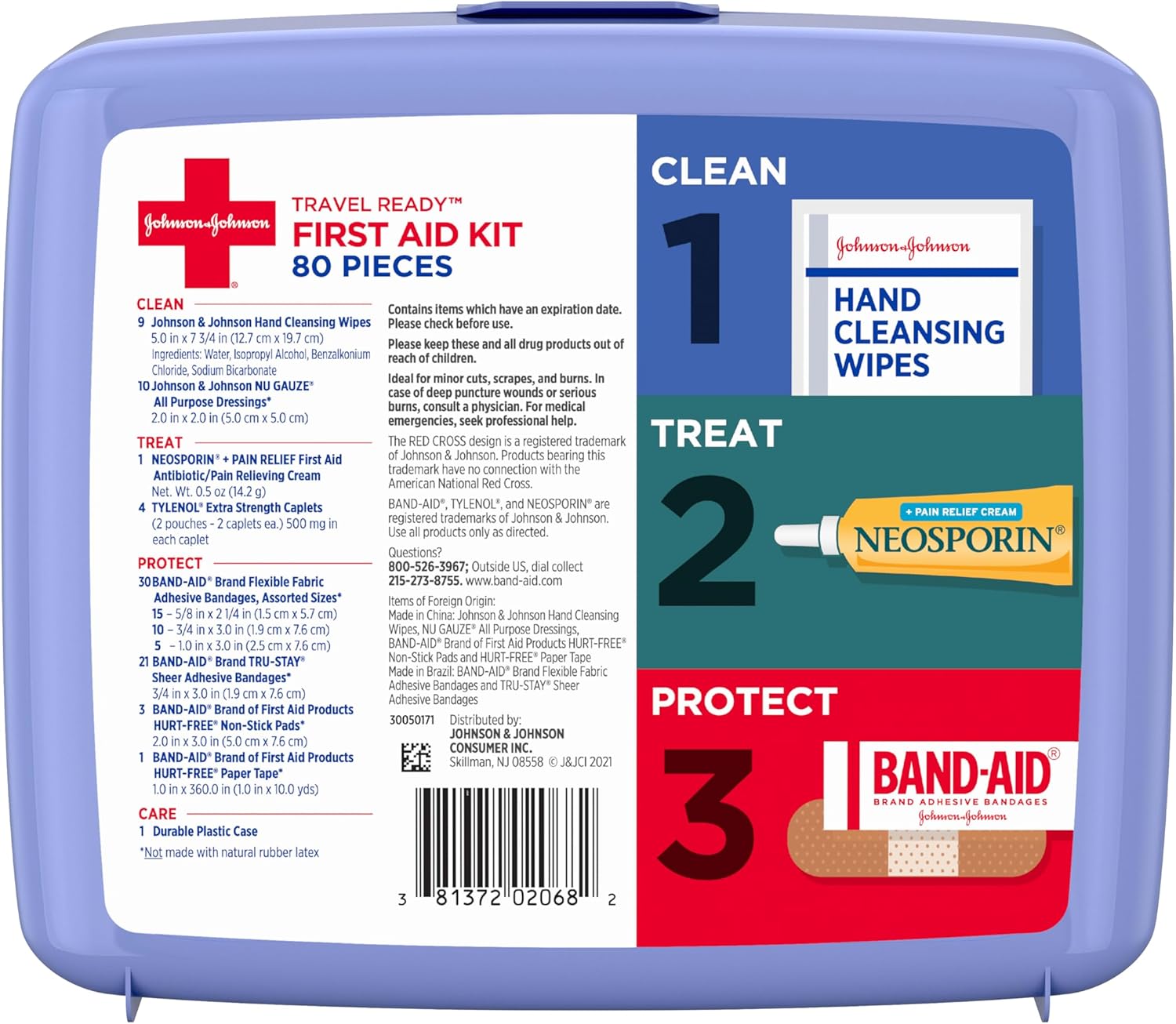 BAND-AID_Brand_Travel_Ready_Portable_Emergency_First_Aid_Kit,_Minor_Wound_Care,_Perfect_for_Home,_Car,_Camping,_Travel_&_Outdoor_Essentials,_Supplies_Include_Bandages,_Neosporin_&_Tylenol,_80_Piece