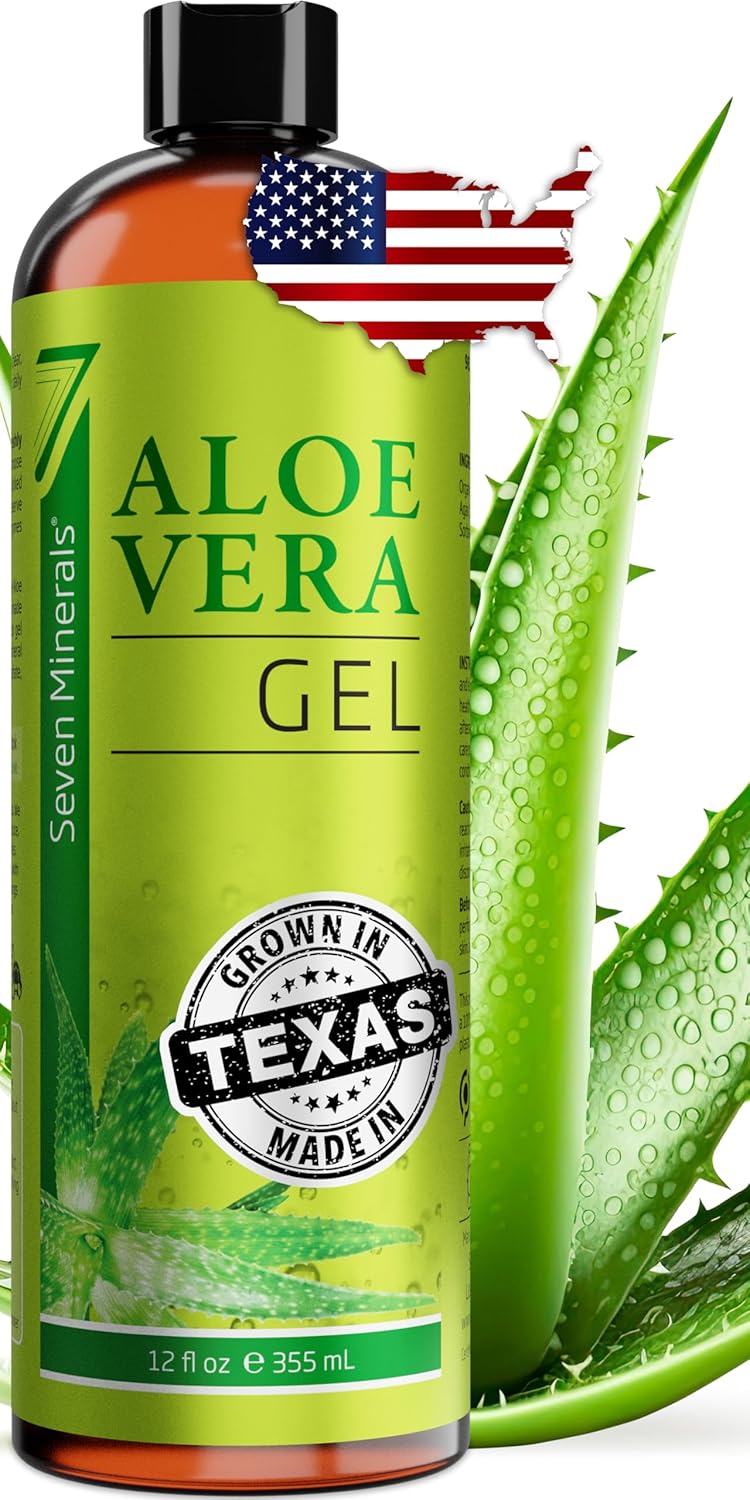 Seven_Minerals_Organic_Aloe_Vera_Gel_from_freshly_cut_100%_Pure_Aloe_-_Big_12oz_-_HighestQuality,_Texas_grown,_Vegan,_Unscented_-_For_Face,_Skin,_Hair,_Sunburn_relief