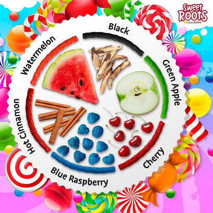 Sweet_Roots_Huckleberry_Licorice_Twists_–_1_Bag_(16_oz)_–_Jumbo_Size_Licorice_Sticks_|_Made_with_Real_Fruit_Juice_Concentrate_|_Vegan,_Fat_Free,_Kosher_|_Soft_Gourmet_Licorice_Candy