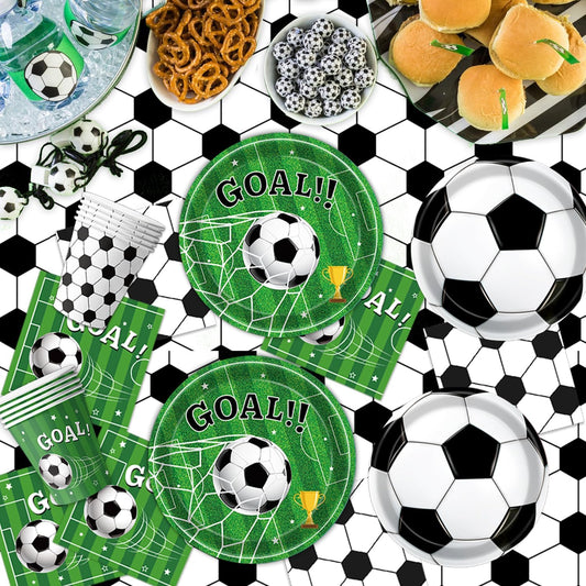 170_PCS_Soccer_Party_Decorations,_Soccer_Birthday_Party_Decorations_-_Includes_Plates,_Napkins,_Cups,_Banner,_Balloons,_Tablecloth,_Knives,_Forks_for_Sports_Soccer_Theme_Party_Decorations,_Serve_24