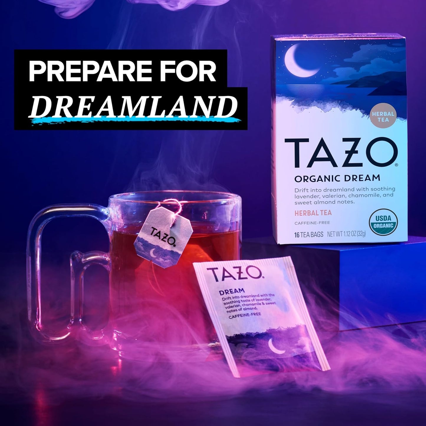 TAZO_Organic_DREAM_Herbal_Tea_Bags,_Caffeine-Free_Bedtime_Tea,_Relaxing_Chamomile_and_Lavender_Blend,_16_Total_Tea_Bags