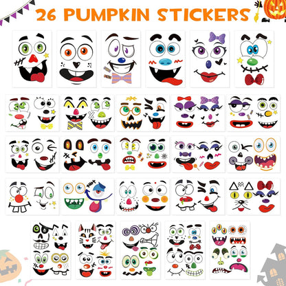 BainGsek_26_Pack_Halloween_Decoration_Stickers,_56_Fun_and_Classic_Pumpkin_Face_Stickers,_Pumpkin_Painting_Craft_Kit,_Halloween_Party_Gift_to_Kids_Decorations_to_Make_Jack_O_Lantern_Face_Decal