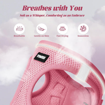Dog_Harness_and_Leash_Set,_No_Pull_Soft_Mesh_Pet_Harness,_Reflective_Adjustable_Puppy_Vest_for_Small_Medium_Large_Dogs,_Cats_(Pink,_X-Small_(Pack_of_1)
