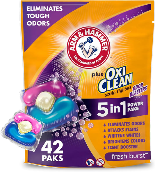 Arm_&_Hammer_Plus_OxiClean_With_Odor_Blasters_Laundry_Detergent_5-IN-1_Power_Paks,_42CT_(Packaging_may_vary)
