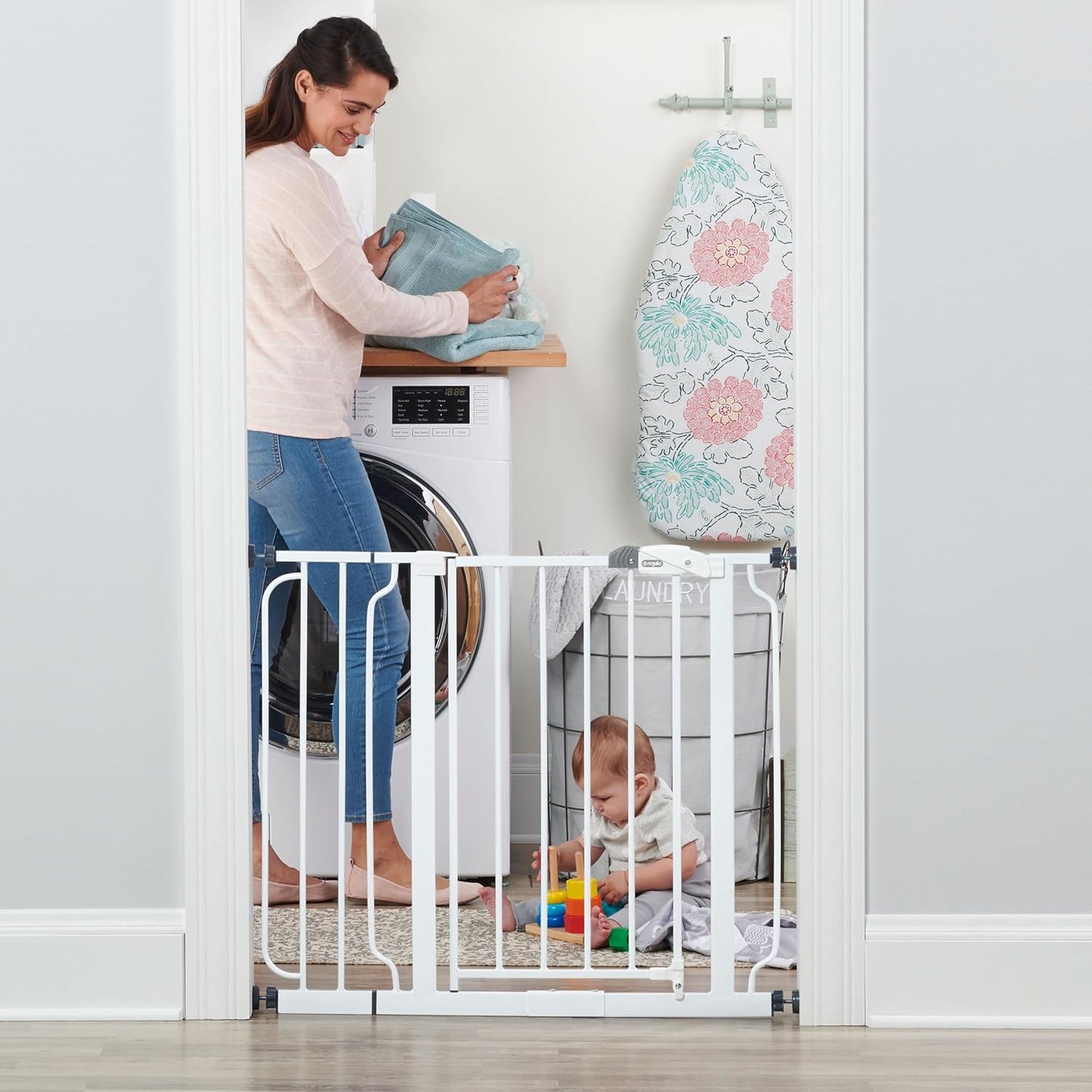 Regalo_Safety_29-38.5"_Baby_Gate_for_Doorways_&_Bottom_of_Stairs,_Pressure_Mounted_Baby_Gate_with_Door_for_Babies,_Toddlers_&_Pets,_Tested_&_Safe_for_30_Years,_American_Designed,_American_Owned,_White