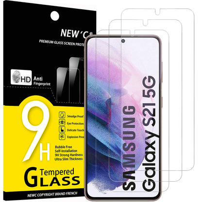 NEW&amp;#39;C 3 Pack Designed for Samsung Galaxy S21 5G (6.2), Screen Protector Tempered Glass, Scratch-Proof, Bubble-Free, Ultra Resistant (0.26 mm HD Ultra Transparent) 9H Hardness Glass