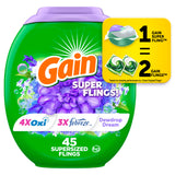Gain Super Flings Laundry Detergent Pacs, Dewdrop Dream scent, clean and fresh washing detergent laundry soap pacs