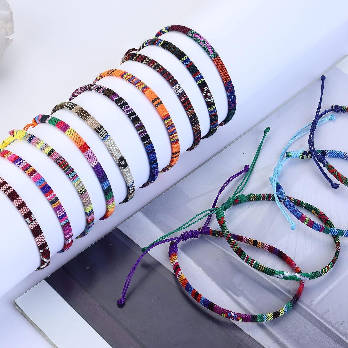 24_Pcs_Boho_Surfer_Bracelet_Anklet_Adjustable_Beaded_Anklets_Handmade_Braided_Bracelet_Colorful_Anklet_Summer_String_Rope_Ankle_Bracelets_Waterproof_Surfer_Beach_Bracelet_Boho_Jewelry_for_Women_Men