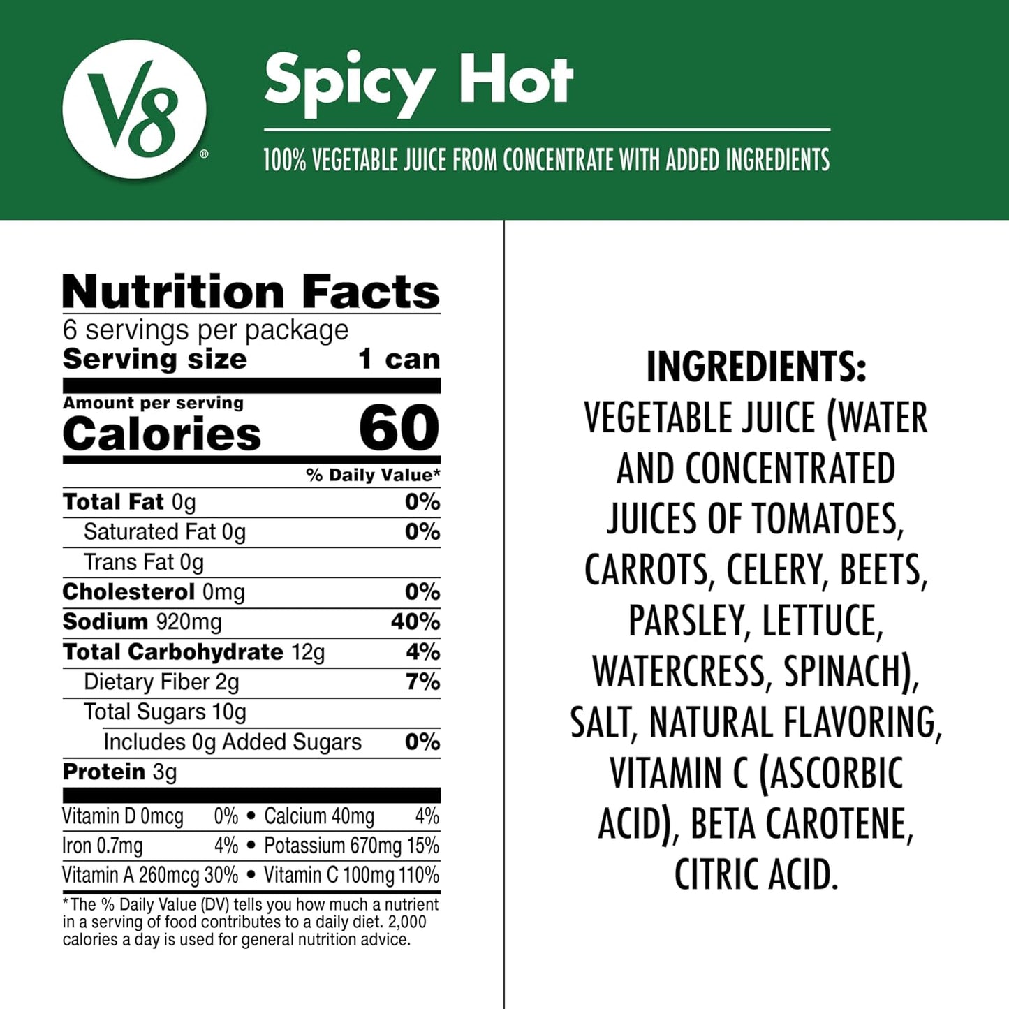 V8_Spicy_Hot_100%_Vegetable_Juice,_11.5_fl_oz_Can_(24_Pack)