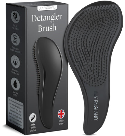 Lily England Hair Brush for Men with Curly, Thick, Straight &amp;amp; Natural Hair - Lightweight Mens Brush with Smooth Flexible Bristles - Black Hairbrush for Man with Wet &amp;amp; Dry Hair