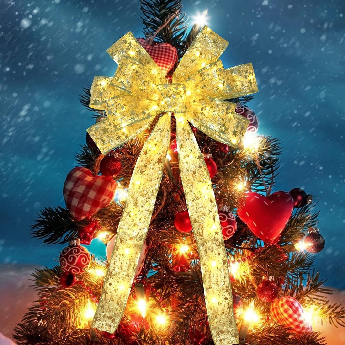 Ouddy_Life_32ft_Christmas_Ribbon_Fairy_Lights,_100_LED_Lights_Gold_Ribbon_for_Christmas_Tree_Wired_Double_Layer_Mesh,_Outdoor_Indoor_New_Year_Holiday_Christmas_Tree_Decorations_Wrapping_Xmas_Garland