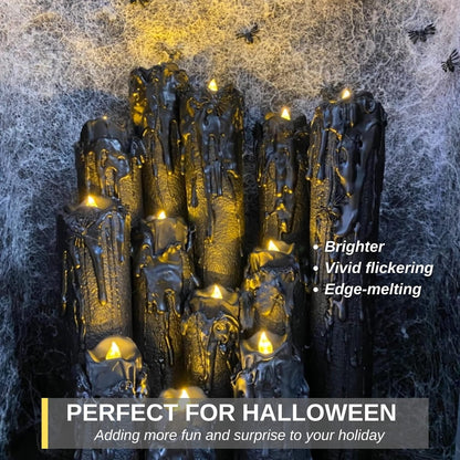 Homemory_24-Pack_Halloween_Black_Dripping_Flameless_Tea_Lights,_Battery_Operated_Flickering_LED_Candles,_Safe_for_Pumpkins,_Party_&_Holiday_Decor,_1.58"_D_x_1.2"_H,_Warm_White_Glow