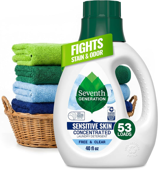Seventh_Generation_Concentrated_Free_&_Clear_Laundry_Detergent,_40_oz,_No_Dyes_or_Fragrance,_Sensitive_Skin_Liquid_Laundry_Soap_Targets_Stains_and_Everyday_Messes_With_Biobased_Formula