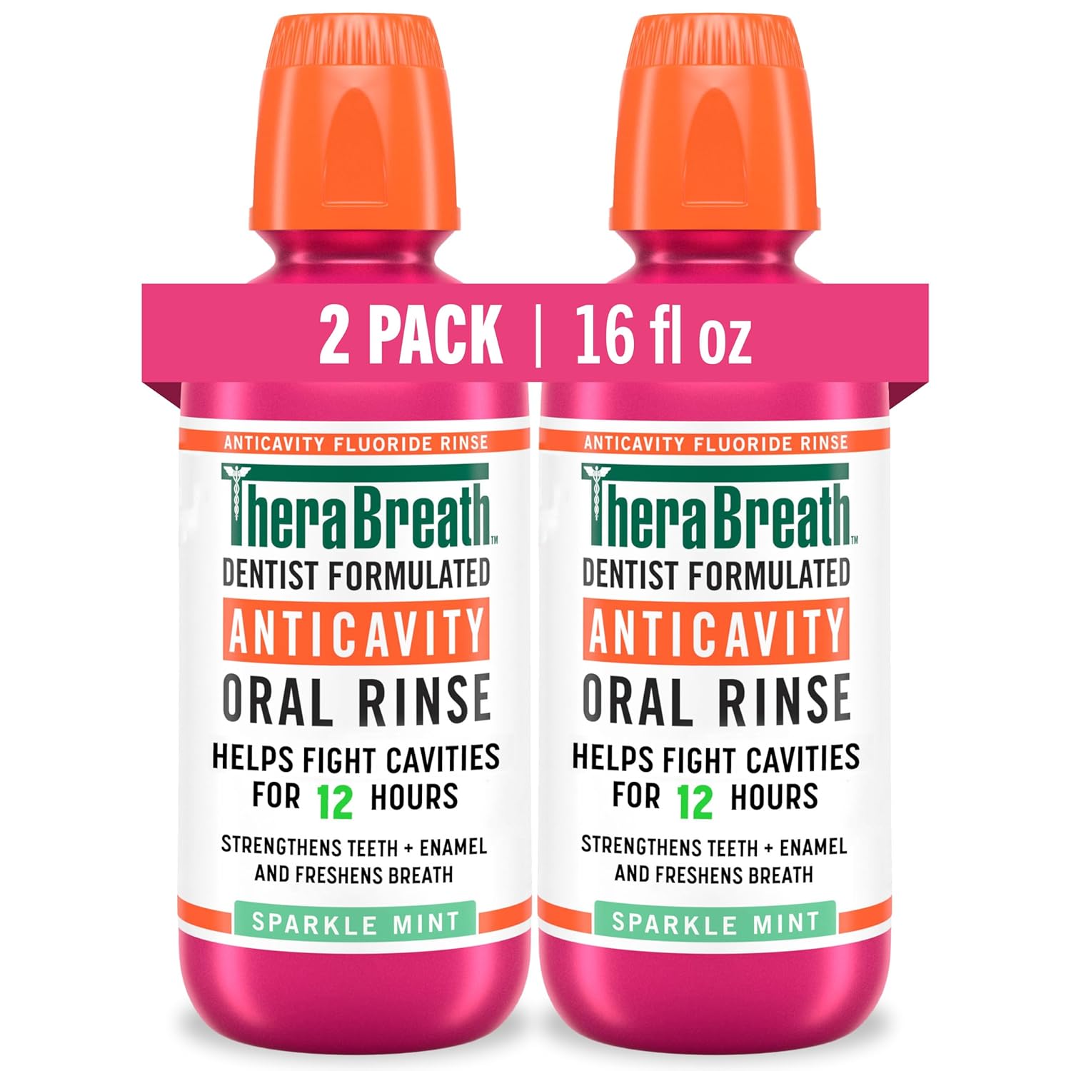 TheraBreath_Anticavity_Fluoride_Oral_Rinse_Mouthwash,_Fights_Cavities,_Strengthens_Enamel_and_Freshens_Breath,_Dentist-Formulated,_Alcohol-Free,_Sparkle_Mint_Flavor,_16_fl_oz,_Pack_of_2