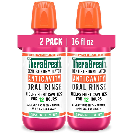 TheraBreath_Anticavity_Fluoride_Oral_Rinse_Mouthwash,_Fights_Cavities,_Strengthens_Enamel_and_Freshens_Breath,_Dentist-Formulated,_Alcohol-Free,_Sparkle_Mint_Flavor,_16_fl_oz,_Pack_of_2