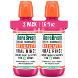 TheraBreath Anticavity Fluoride Oral Rinse Mouthwash, Fights Cavities, Strengthens Enamel and Freshens Breath, Dentist-Formulated, Alcohol-Free, Sparkle Mint Flavor, 16 fl oz, Pack of 2