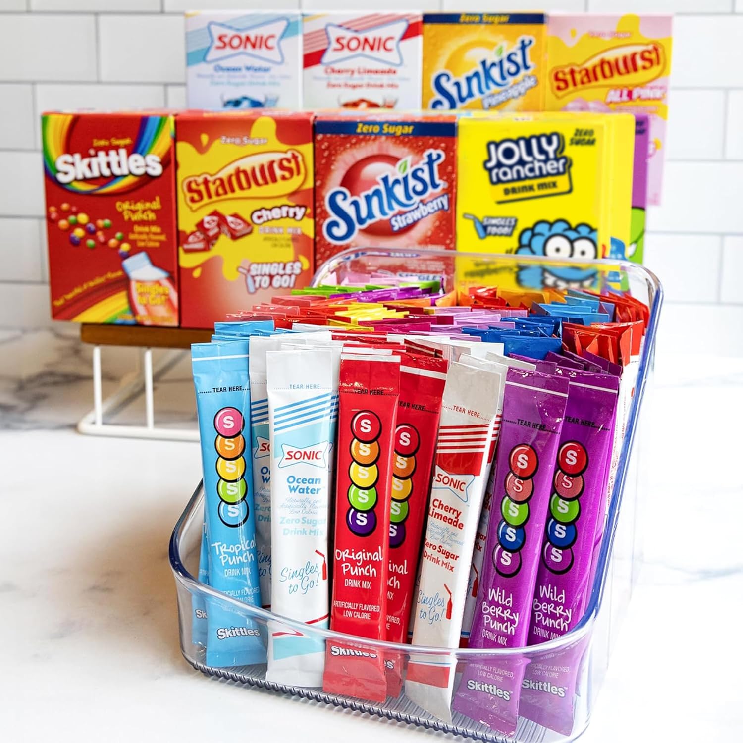 Singles_To_Go!_120ct_Bulk_Variety_Pack_-_20_Different_Flavors_from_Skittles,_Sonic,_Sunkist,_Starburst_and_More_-_Sugar_Free_Drink_Mix_Packets_-_Sugar_Free_Water_Flavoring_Packets