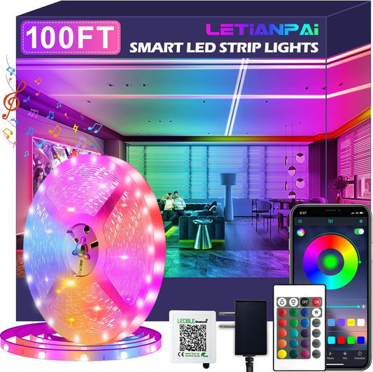 82FT/100ft/150FT/200FT/300FT_Led_Strip_Lights,Long_Smart_Led_Light_Strips_Music_Sync_5050_RGB_Color_Changing_Rope_Lights,Bluetooth_APP/IR_Remote/Switch_Box_Control_Led_Lights_for_Bedroom,Home_Decoration,Party,Festival