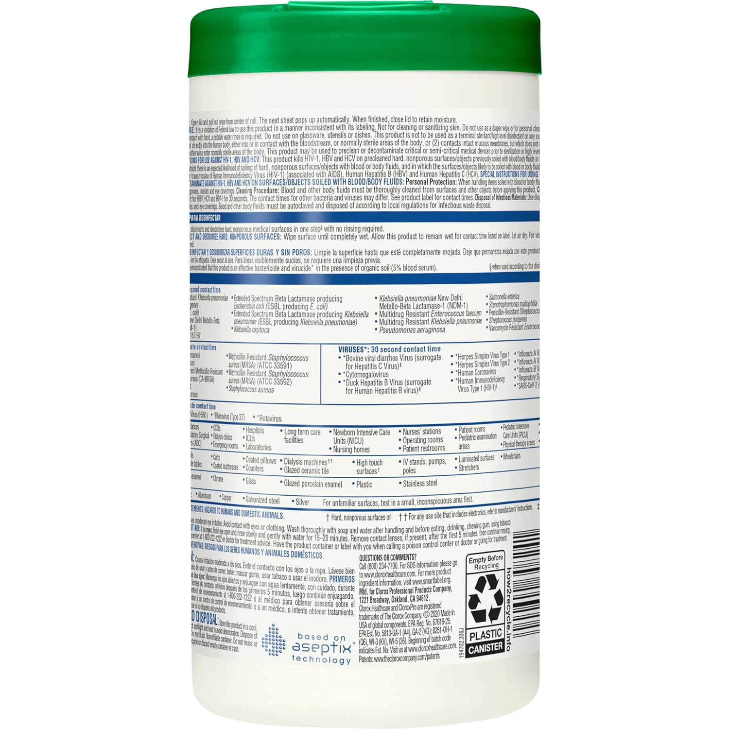 Clorox_Healthcare_Hydrogen_Peroxide_Cleaner_Disinfectant_Wipes,_6.75"_x_9",_95_Count_(Package_May_Vary)