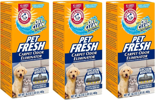 Arm_&_Hammer_Pet_Fresh_Carpet_Odor_Eliminator_Plus_Oxi_Clean_Dirt_Fighters_(Pack_of_3),_48.9_Ounce