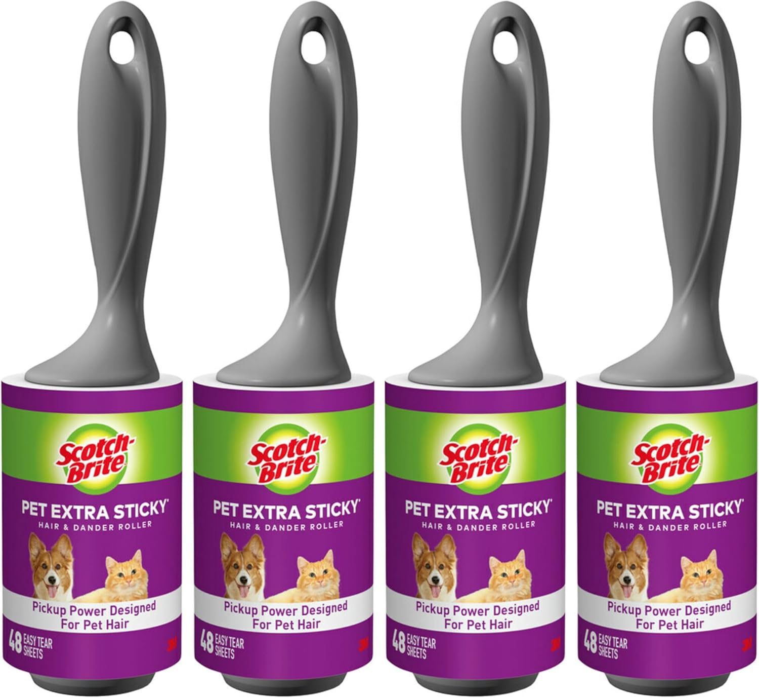 Scotch-Brite_Pet_Hair_Pickup_Extra_Sticky_Lint_Roller,_Designed_for_Removing_Fur_+_Fluff_on_Couches,_Clothes,_Dog_and_Cat_Beds,_&_More,_4_Pack,_192_Easy-Tear_Adhesive_Sheets_Total