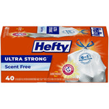 Hefty Ultra Strong 13-Gallon Trash Bags, Tall Kitchen, Drawstring Closure, Odor Control, White, Unscented