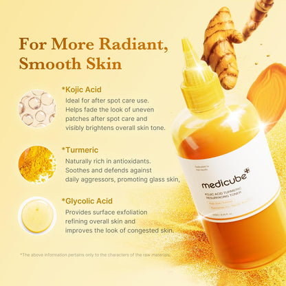 medicube_Kojic_Acid_Turmeric_Smoothing_Toner_for_Face_&_Body_|_Lightweight_Toner_for_Balancing_Uneven_Skin_Tone_&_Texture_|_Niacinamide,_Glycolic_Acid_for_Clear_Glass_Skin_|_8.45_fl.oz