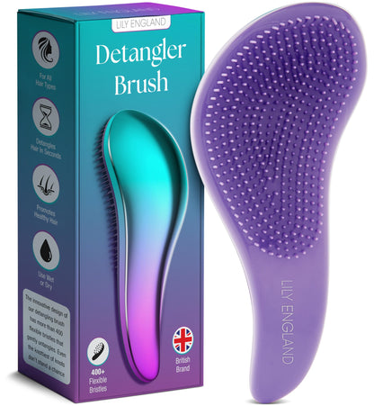Lily England Detangler Hair Brush for Curly, Thick, Straight &amp;amp; Natural Hair - Gentle Detangling Brush for Women, Kids &amp;amp; Toddlers with Flexible Bristles - Smooth Hairbrush for Wet &amp;amp; Dry Hair, Ombre