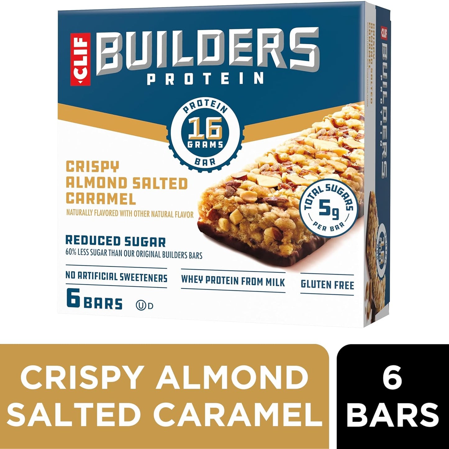 CLIF_BUILDERS_Protein_Bars_-_Crispy_Almond_Salted_Caramel_-_Reduced_Sugar_-_Gluten_Free_-_16g_Protein_-_No_Artificial_Sweeteners_-_1.97_oz._(6_Pack)