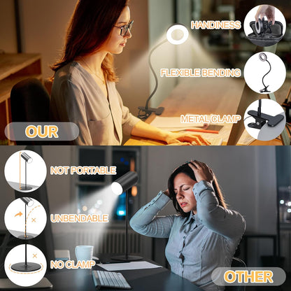Foneso_Desk_Lamp_Clip_on_Light,_48_LED_USB_Lamp_with_3_Color_Modes_10_Brightness_Levels,_360°_Flexible_Gooseneck_Eye_Protection_Bed_Night_Light_for_Reading,_Makeup,_Craft_(Black)