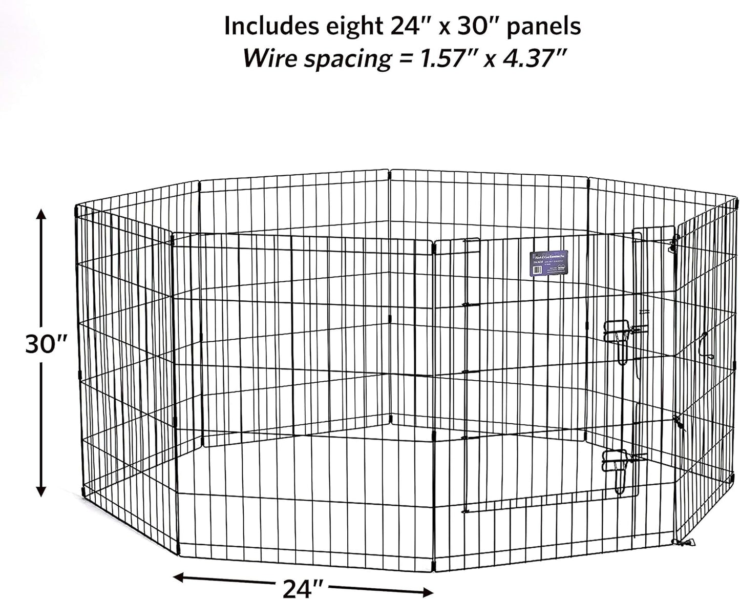 MidWest_Homes_for_Pets_30-Inch_Exercise_Pen,_for_Indoor_and_Outdoor_Use,_16_Sq_Feet_of_Play,_Single_Door_Folding_Dog_Pen,_with_Large_Door_Opening_&_Secure_Latch,_Easy_to_Set_Up,_Foldable_Dog_Playpen