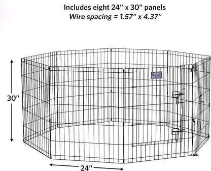 MidWest_Homes_for_Pets_30-Inch_Exercise_Pen,_for_Indoor_and_Outdoor_Use,_16_Sq_Feet_of_Play,_Single_Door_Folding_Dog_Pen,_with_Large_Door_Opening_&_Secure_Latch,_Easy_to_Set_Up,_Foldable_Dog_Playpen