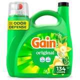 Gain Liquid Laundry Detergent with Odor Defense, Original Scent, Laundry Soap For HE Washing Machines, 177 fl oz, 134 Loads (Packaging May Vary)