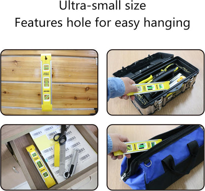 DOWELL_9_Inch_Magnetic_Box_Level_Torpedo_Level,3_Different_Bubbles/45°/90°/180°Measuring_Shock_Resistant_Torpedo_Level