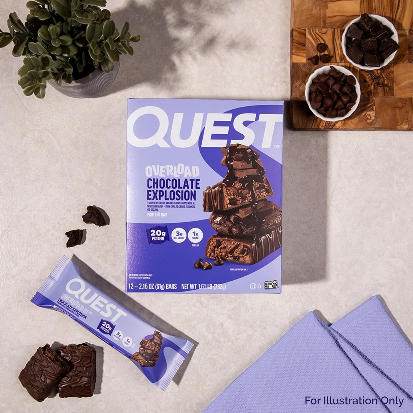 Quest_Nutrition_Overload_Protein_Bars,_Chocolate_Explosion,_20g_Protein,_1g_Sugar,_3g_Net_Carbs,_Gluten_Free,_12_Count