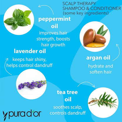 PURA_D'OR_Scalp_Therapy_Shampoo_&_Conditioner_Set_(16oz_x_2)_Dry,_Itchy_Scalp-Hydrates_&_Nourishes_Hair_w/Tea_Tree,_Peppermint,_Argan_Oil_&_Biotin,_All_Hair_Type,_Men_Women_(Packaging_Varies)