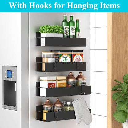 Metal_4_Pack_Magnetic_Spice_Storage_Rack_Organizer_for_Refrigerator_and_Oven,_Black_Fridge_Organizers_and_Storage