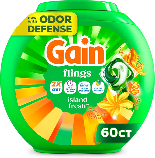 Gain_Flings_Liquid_Washing_Detergent_Pacs_with_Odor_Defense_+_Color_Guard,_Island_Fresh_Scent,_4-In-1_Liquid_Laundry_Detergent_Pods,_Clean_&_Fresh,_60_Count_(Packaging_May_Vary)