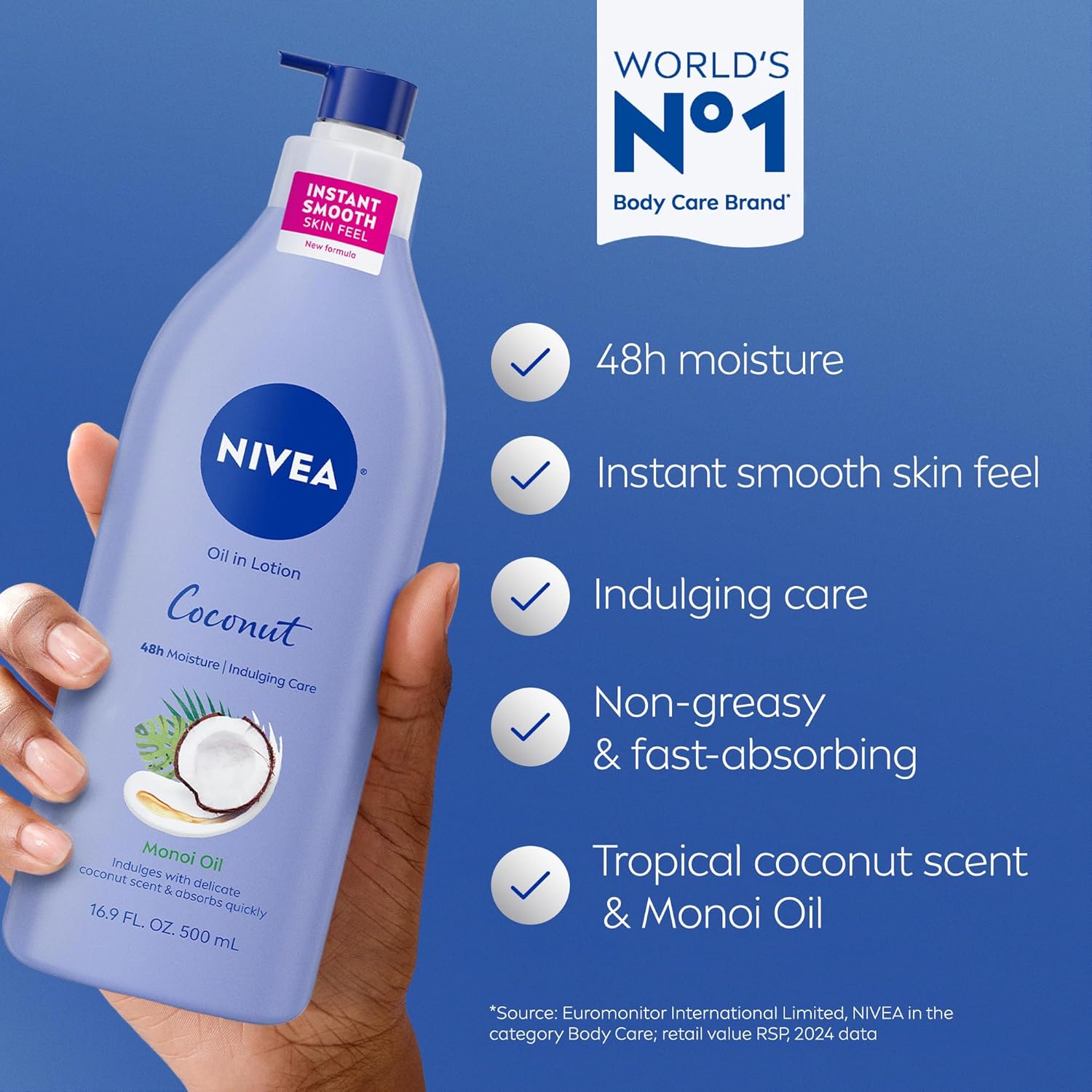 NIVEA_Oil_Infused_Lotion_Coconut_and_Monoi_Oil_Body_Lotion_for_Women,_Fast-Absorbing_and_Non-Greasy_Coconut_Scented_Lotion_Moisturizes_for_48_Hours,_16.9_Fl_Oz_Pump_Bottle