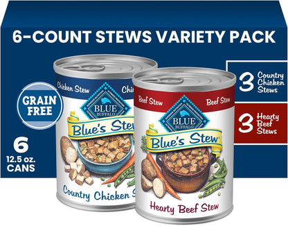 Blue_Buffalo_Blue’s_Stew_Variety_Pack_Hearty_Beef_&_Country_Chicken_Stew_Natural_Grain_Free_Wet_Dog_Food_with_Real_Meat_in_Thick_Savory_Gravy,_Natural_Ingredients,_12.5-oz_Cans_(6_Count)