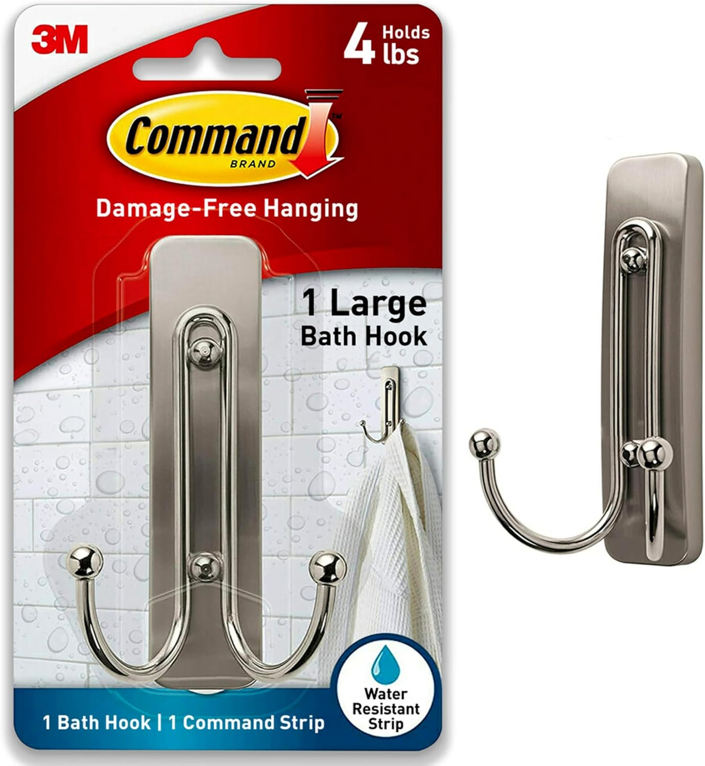 Command_Large_Double_Bathroom_Wall_Hook,_Damage-Free_Hanging_with_Adhesive_Strip,_Great_for_Hanging_Bath_Towels,_1_Satin_Nickel_Wall_Hook_and_1_Water-Resistant_Strip,_Holds_up_to_4_lb