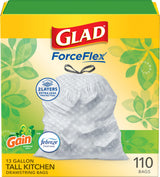 Glad ForceFlex Tall Kitchen Trash Bags, 13 Gallon, Gain Original