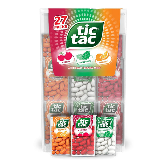 Tic_Tac_Variety_Pack_Mega_Box,_Bulk_27_Packs,_Cherry,_Freshmints,_Orange,_Refreshing_Fruity_Mints,_Classic_Box,_17.14_oz​