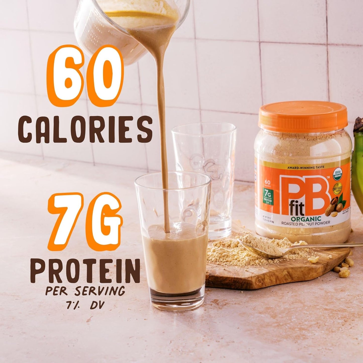 PBfit_30_Ounce_Organic_Peanut_Butter_Powder,_Powdered_Peanut_Spread_from_Real_Roasted_Pressed_Peanuts,_7g_of_Protein_7%_DV,_Gluten-Free,_60_calories,_87%_less_fat_(Pack_of_1)