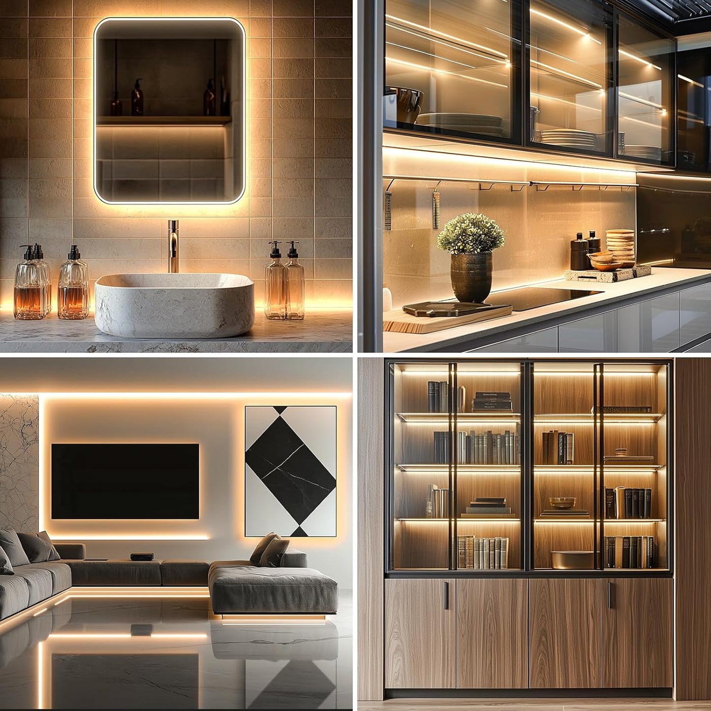 echosari_Strip_Lights_Battery_Operated,_3.3FT_Tape_Light_with_Self-Adhesive_Timer_Dimmable_Cuttable_Remote_Control_for_Indoor_Stairs_Cabinets_Shelves_TV_Home_Decor_(Warm_White/Cool_White)