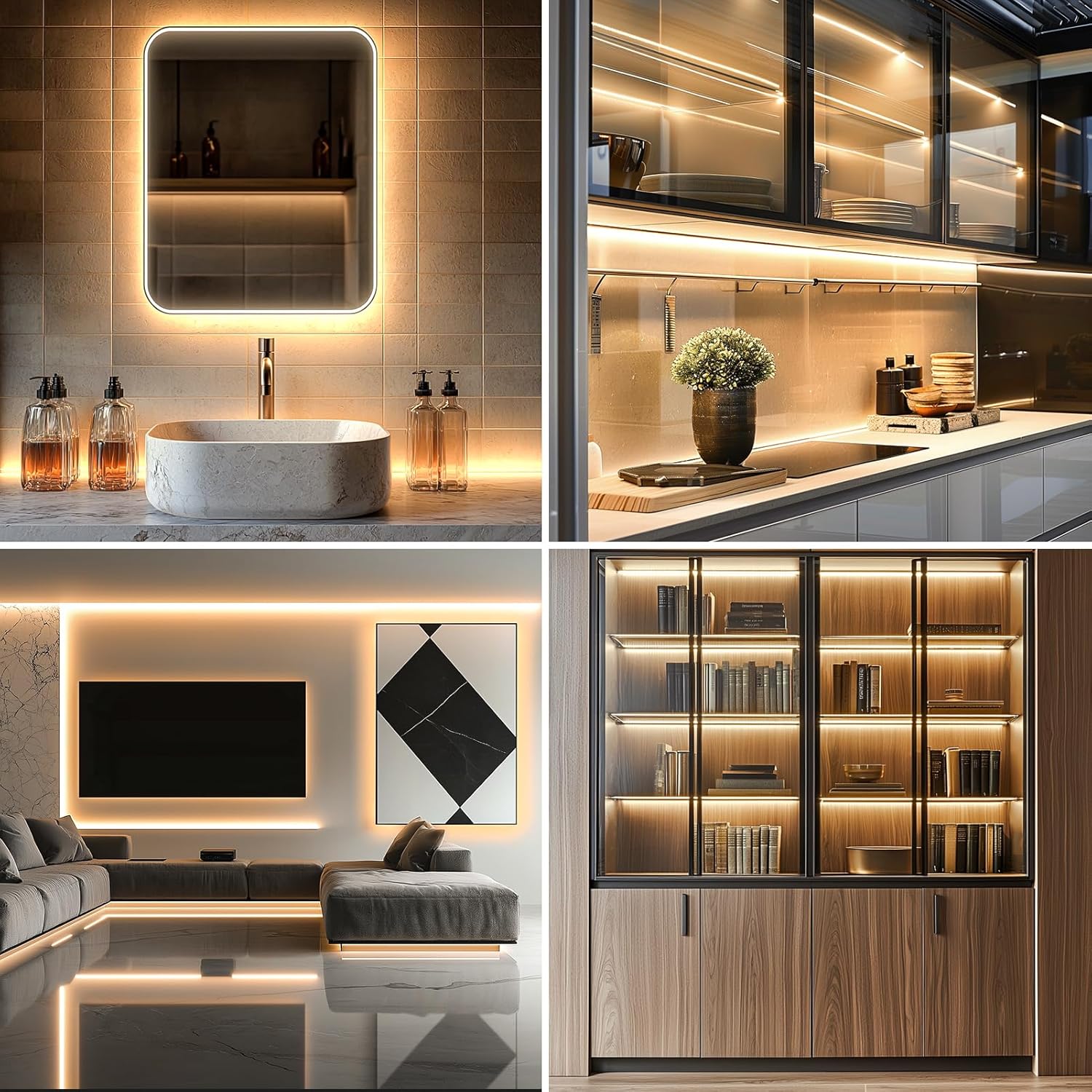 echosari_Strip_Lights_Battery_Operated,_3.3FT_Tape_Light_with_Self-Adhesive_Timer_Dimmable_Cuttable_Remote_Control_for_Indoor_Stairs_Cabinets_Shelves_TV_Home_Decor_(Warm_White/Cool_White)