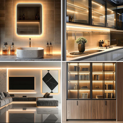 echosari_Strip_Lights_Battery_Operated,_3.3FT_Tape_Light_with_Self-Adhesive_Timer_Dimmable_Cuttable_Remote_Control_for_Indoor_Stairs_Cabinets_Shelves_TV_Home_Decor_(Warm_White/Cool_White)